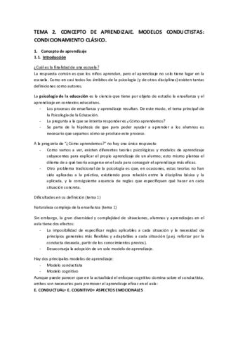 PSICOLOGIA DE LA EDUCACION TEMA 2 Pdf