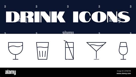 Beverage Drink Icons Set Line Drinks Icon Vector Illustration Beverage Icons Set Stock Vector