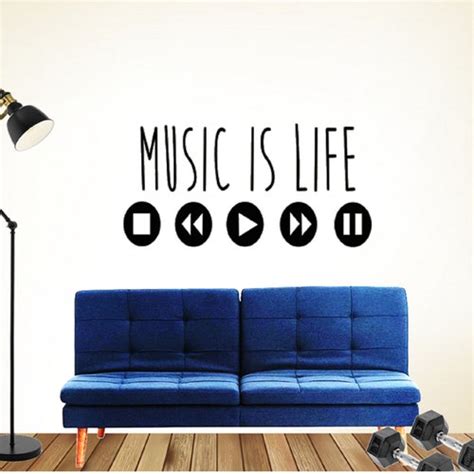 Music Is Life Wall Art Quote Pvc Decal Wall Art Sticker Etsy