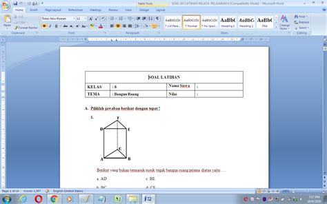 Soal Ulangan Harian Matematika Kelas 6 Materi Bangun Ruang