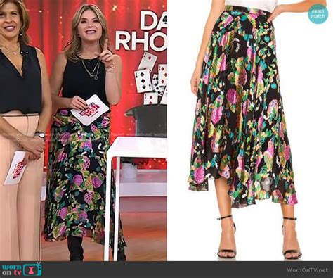 Wornontv Jennas Black Floral Midi Skirt On Today Jenna Bush Hager