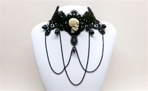 Gothic Choker Necklace In Victorian Style With Black Lace And Etsy