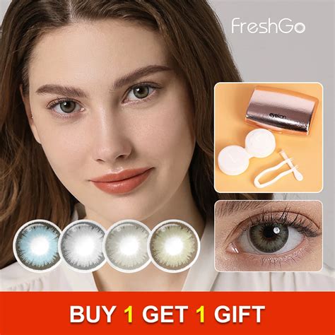 Freshgo Color Contact Lenses For Eyes Pair Yearly Natural Gray Green