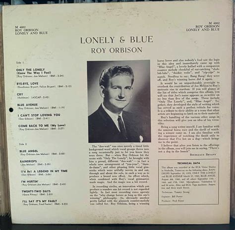 Roy Orbison Lp Sings Lonely And Blue Monument Records