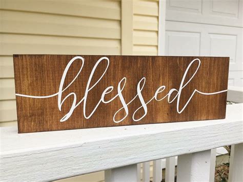 Blessed Rustic Wood Sign Wall Hanging Wooden Sign Custom Wood Sign