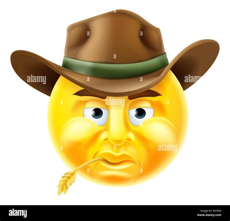 Cartoon Emoji Emoticon Cowboy Smiley Face Character Stock Photo Alamy