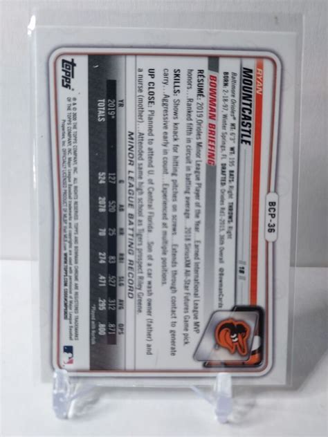 2020 Bowman BCP 36 Ryan Mountcastle Chrome Prospects Baltimore Orioles