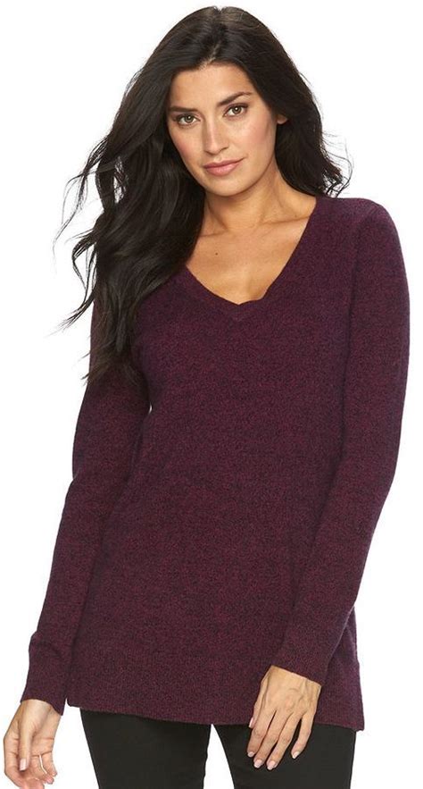 Apt Women S Cashmere V Neck Tunic Sweater