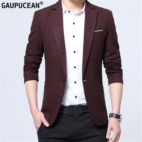 Men Suit Jacket Man Business Casual Checked Plaid Men Blazer Price In Egypt Jumia Egypt Kanbkam