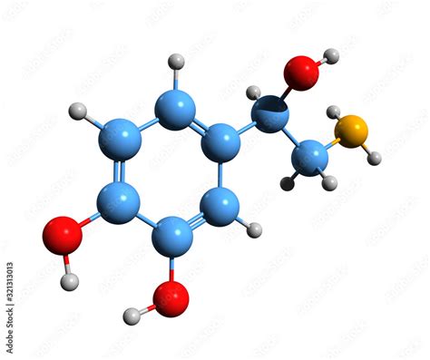 3D image of norepinephrine skeletal formula - molecular chemical ...