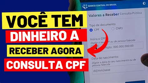 VALORES A RECEBER COMO CONSULTAR O DINHEIRO ESQUECIDO NO BANCO CENTRAL