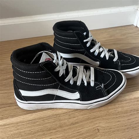 black high top vans, sports shoes, really comfortable - Depop