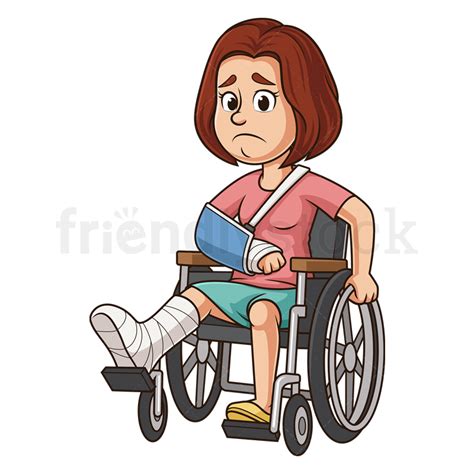 Cartoon Injured Woman In Wheelchair Vector Clipart Graphic - FriendlyStock