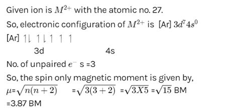 how to calculate spin only magnetic moment