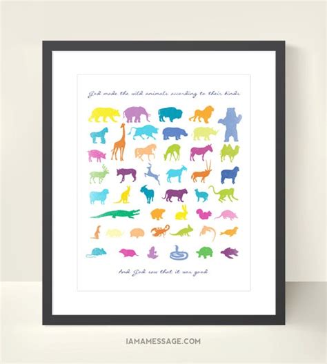 Animals Scripture Print - 11x14 inch - God made the Animals - Bible ...