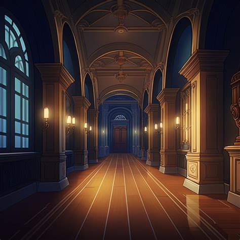 Premium Ai Image There Is A Long Hallway With A Clock And A Statue