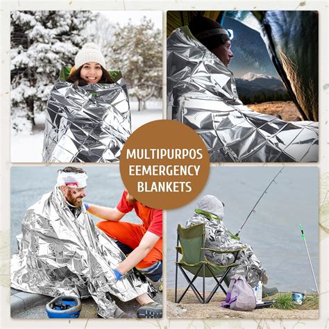 مشخصات 50 Pack Emergency Mylar Thermal Blankets Safe Space Blankets Silver Foil Rescue Blankets