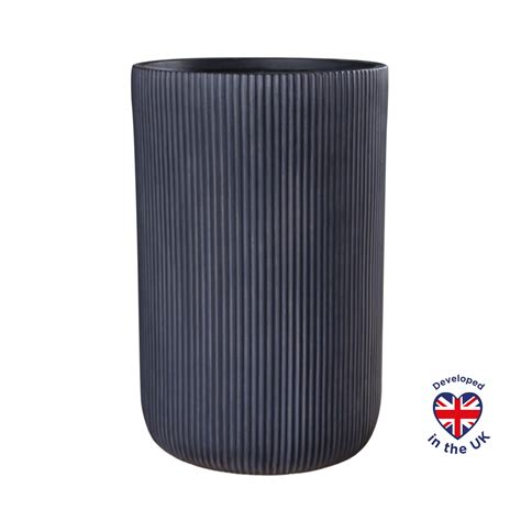 Dotted Style Grey Cylinder Indoor Planter With Legs D30 5 H46 Cm 18 5