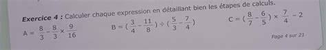 Exercice Calculer Chaque Expression En D Taillant Bien Les Tapes De