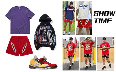 Diotsr Mens Retro Lightning Graphic Shorts Casual Streetwear Basketball