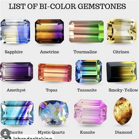 Bi-Color Gemstones in 2024 | Gemstones chart, Gemstones, Stones and ...