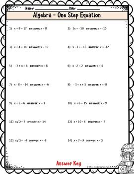 Algebra: Solving One Step Equation | 6th Grade | TPT