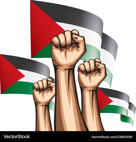 Palestine Flag And Hand On White Background Vector Image