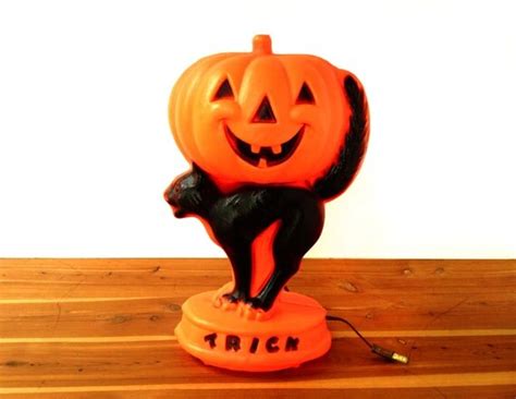 Vintage 1960s Jack O Lantern And Black Cat By Modernpoetry