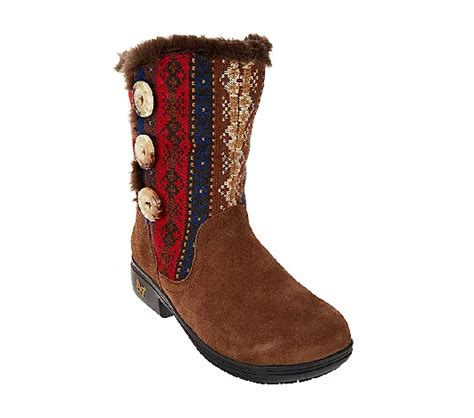 Alegria Suede And Knit Mid Calf Boots W Faux Fur Nanook