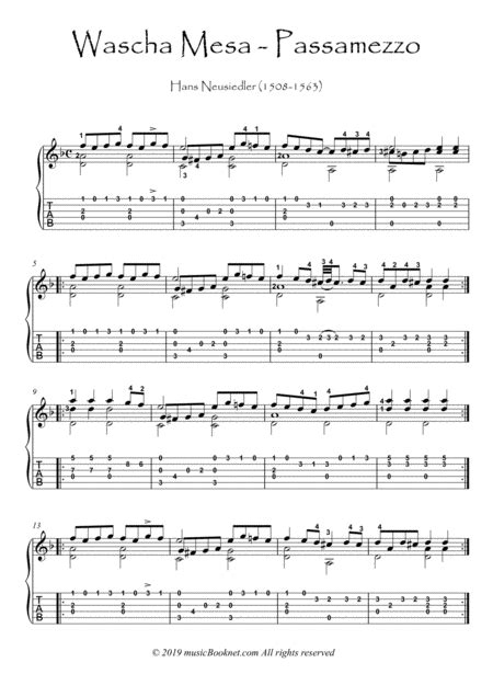 Renaissance For Guitar Wascha Mesa Passamezzo Arr Pianosheetnow By