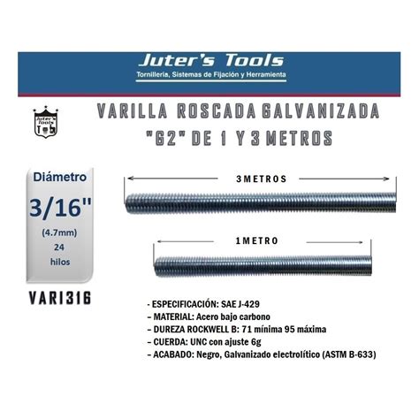 VARILLA ROSCADA G2 GALVANIZADA 3 16