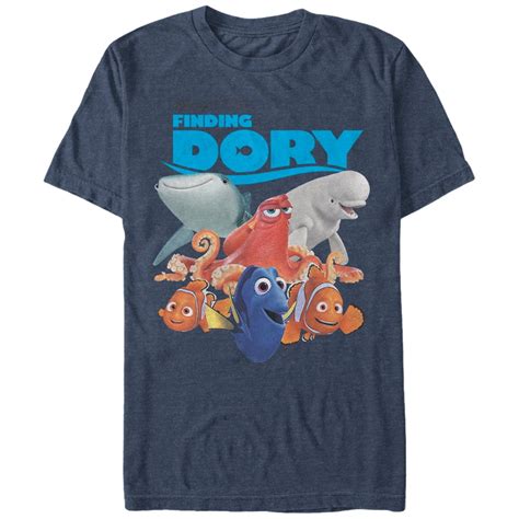 Finding Dory Mens Finding Dory Whole Gang T Shirt Navy Blue Heather