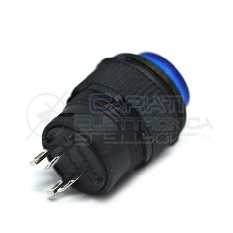 INTERRUTTORE LED BLU 12V ROTONDO DIAMETRO 18mm