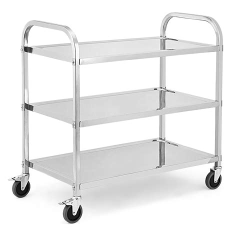 3 Tier Stainless Steel Utility Cart Heavy Duty Trolley Rolling Cart