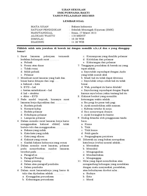 Soal Usbn Bahasa Indonesia Pdf