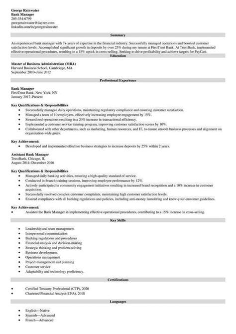 Bank Manager Resume Examples And Writing Tips For 2025