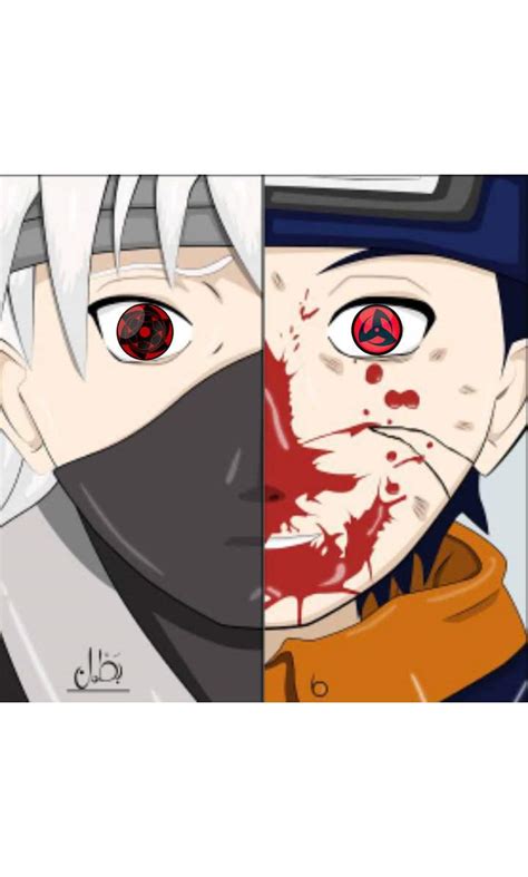 Kakashi Con Mangekyo Sharingan Eterno Y Obito Con El Mangekyo Sharingan