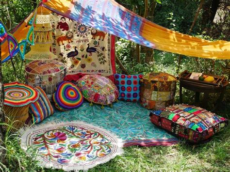 Hippie Decor Set Floor Seating Area Boho Canopy With Decorative