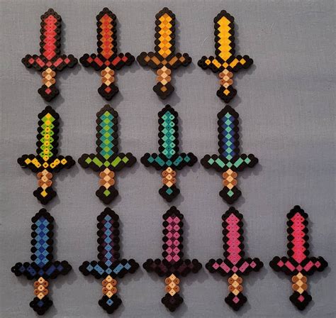 Mine craft style perler bead sword | Etsy