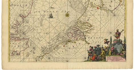 Antique Sea Chart Of The North Sea By F De Wit 1675 At 1stdibs