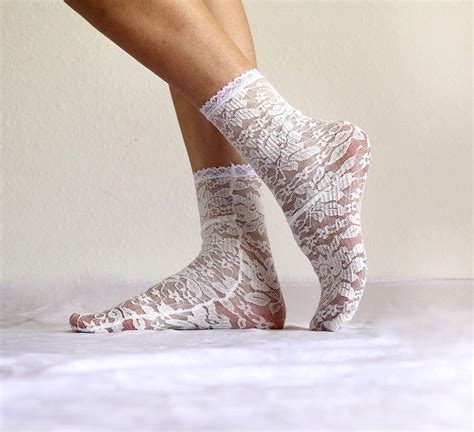 Lace Socks Off White Floral Lace Ankle Socks Women’s Socks Bridal Socks Handmade