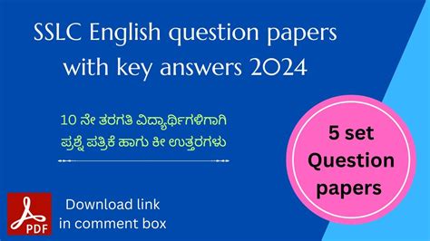 Sslc English Question Papers With Key Answers 2024 10th Class