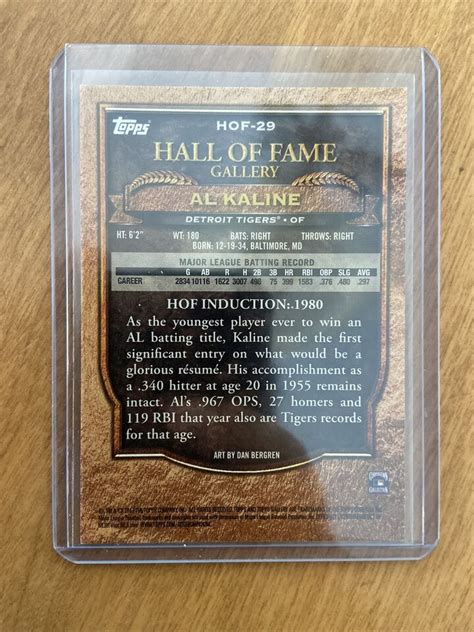 Topps Gallery Hall Of Fame Gallery Green Al Kaline Hof