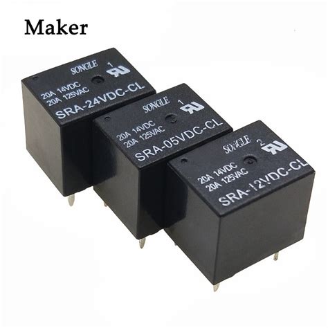 5Pcs 5V 12V 24V 20A DC Power Relay SRA 05VDC CL SRA 12VDC CL SRA 24VDC