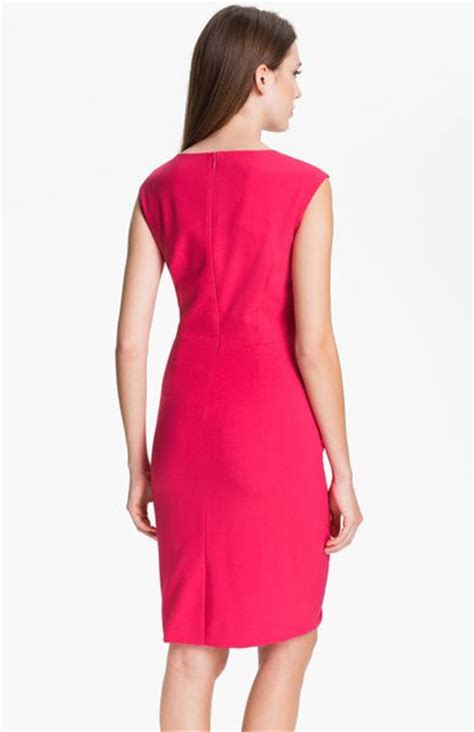 Calvin Klein Ruched Cap Sleeve Sheath Dress In Red Strawberry Lyst