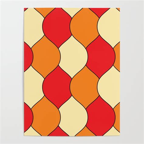 Colorful Retro Mid Century Modern Geometric Shapes Pattern Red And