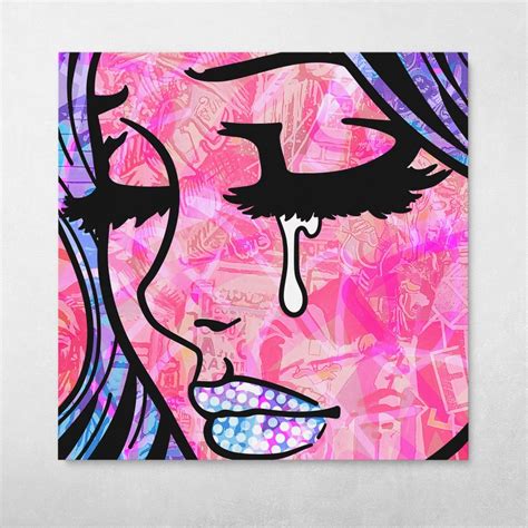 Pop Art Crying Girl Comic Graffiti Canvas Wall Art