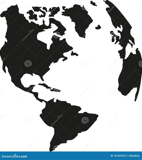 Planet Earth With American Continents Silhouette Stock Vector