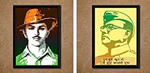 Legendary Bhagat Singh Netaji Bose Wall Poster With Frame Combo