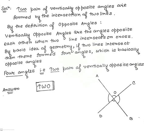 Fill In The Blanks Pair Of Vertically Opposite Angle Are Formed By The Intersection Of 2 Lines